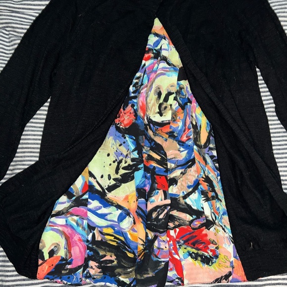 Moth for Anthropologie Black Floral Peekaboo Pullover Sweater size Small S - Picture 2 of 4